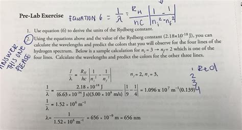 Solved Use equation (6) to derive the units of the Rydberg | Chegg.com