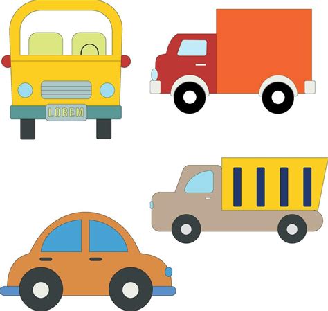 colorful transportation clipart set in cartoon style for kids and ...