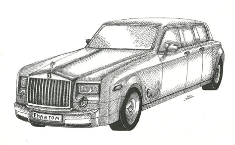 Rolls Royce Drawing, Pencil, Sketch, Colorful, Realistic Art Images | Drawing Skill