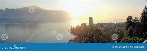 Sunset on the lake stock photo. Image of mist, travel - 116546000