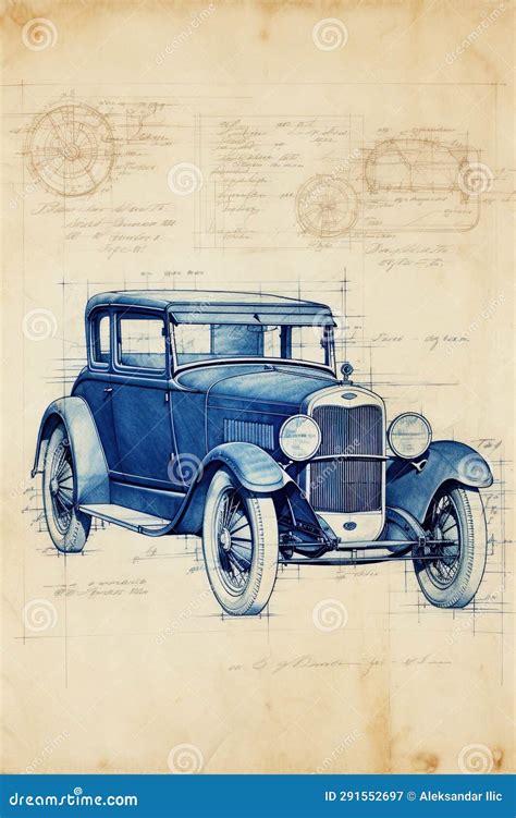 Classic Car. Vintage Blueprint Design. Poster, Wall Art. Generative Ai ...