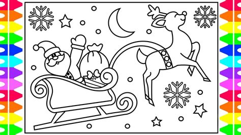 How to Draw SANTA'S SLEIGH Step by Step for Kids| Santa Claus Sleigh Coloring Page | Christmas ...