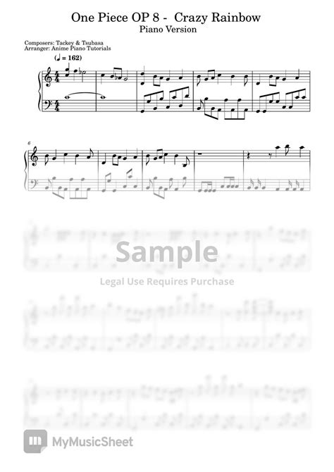 One Piece - Crazy Rainbow (One Piece OP 8) Sheet by Anime Piano Tutorials