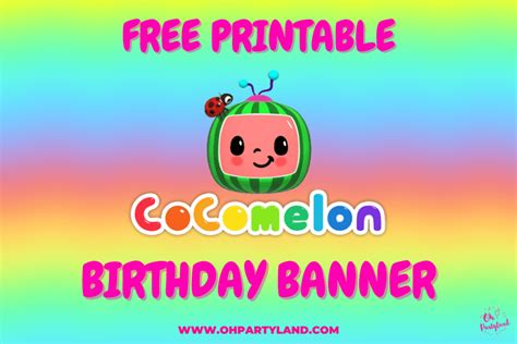 Free Printable Cocomelon Birthday Banner - oh partyland