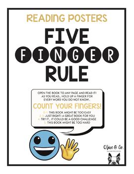 Five Finger Rule Reading Posters A4 by Olive and Co | TpT