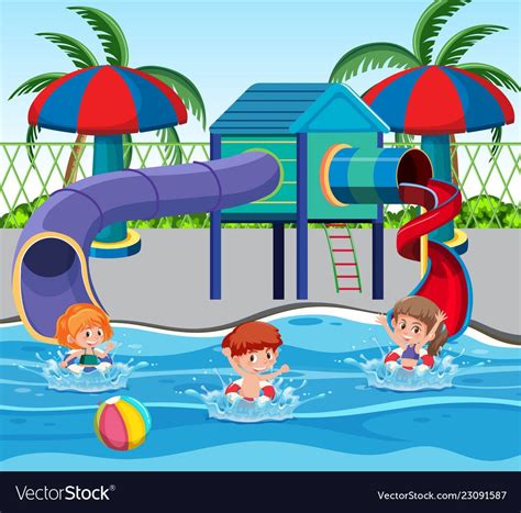 Children at the water park illustration. Download a Free Preview or High Quality Adobe ...