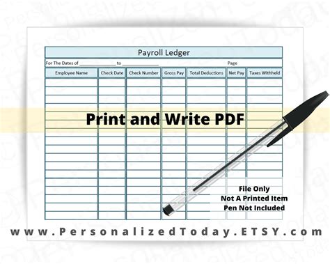 Free Payroll Ledger Template