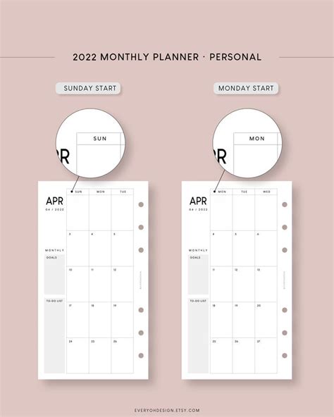 Personal 2024 Calendar Monthly Planner Printable Inserts Schedule ...