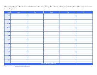 5 Day Schedule Template Download Printable PDF | Templateroller