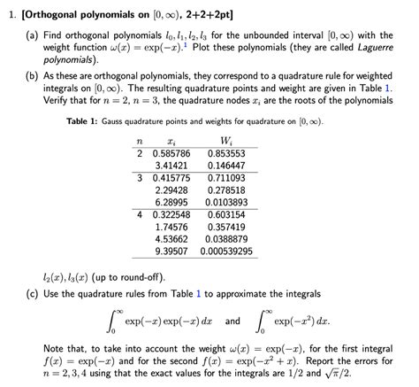 1. [Orthogonal polynomials on [0,00), 2+2+2pt] (a) | Chegg.com