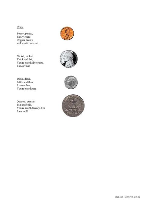 coins: English ESL worksheets pdf & doc