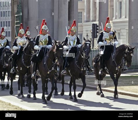 Mounted soldiers from the Blues and Royals regiment which forms part of ...