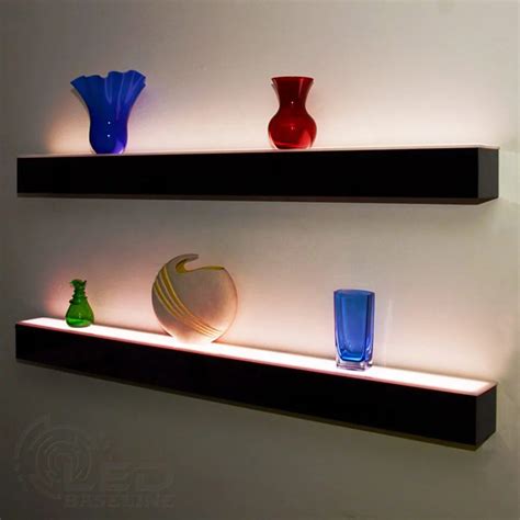 Wall Mounted Acrylic Led Light Display Rack Floating Lighted Perspex ...