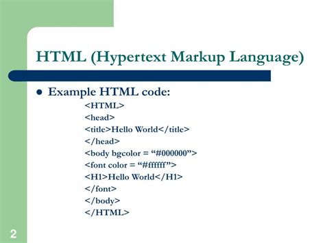 PPT - HTML ( Hypertext MarkUP Language ) PowerPoint Presentation, free download - ID:278062