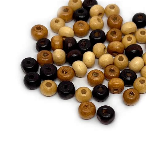 6mm Round Wooden Beads - Approx 100 - Mixed Colours - Spoilt Rotten Beads