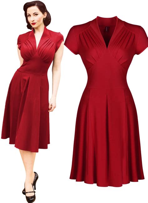 Free shipping Women's Vintage Style Retro 1940s Shirtwaist Flared Evening Tea Dress Swing ...