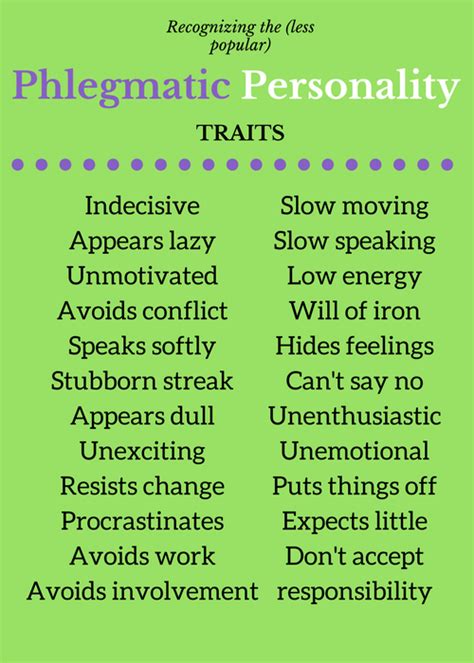 Negative Phlegmatic traits | Phlegmatic personality, Negative traits, Temperament types