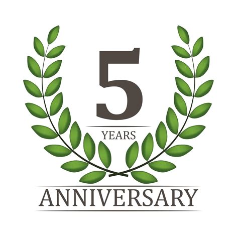 5 Years Anniversary Template with Red Ribbon and Laurel wreath Vector Illustration 2763315 ...