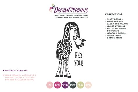 Hey YOU | Fun Giraffe SVG | Funny Giraffe Illustration