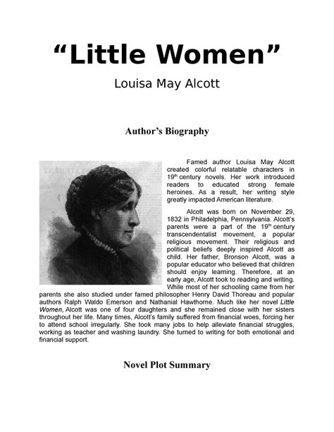 Little Women Analysis - “Little Women” Louisa May Alcott Author’s ...