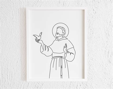 Saint Francis De Assisi Doodle Print. Printable Minimalist San - Etsy