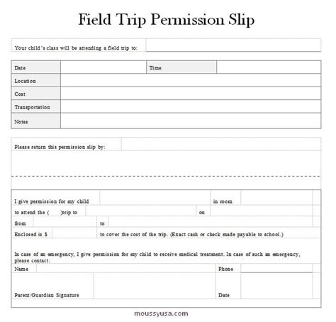 Zoo Field Trip Permission Slip Template - Printable Word Searches