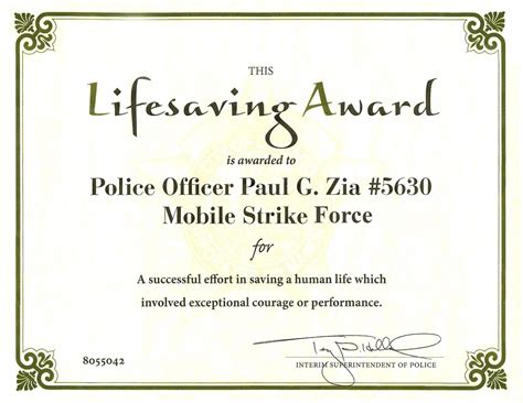 Explore Our Free Life Saving Award Certificate Template | Certificate ...