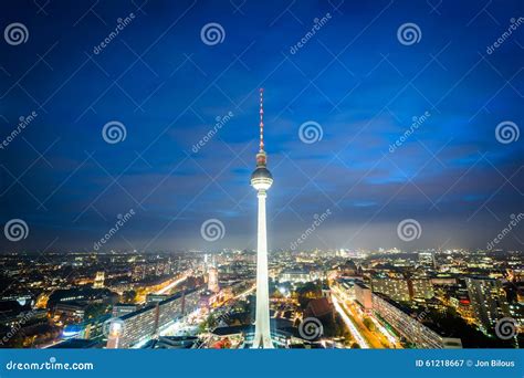 View of the Berlin TV Tower (Fernsehturm) at Night, in Mitte, Be Stock ...