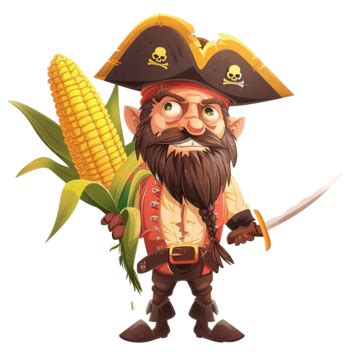 Cartoon Funny Corn Cob Pirate Corsair Character, Cartoon, Funny, Corn PNG Transparent Image and ...