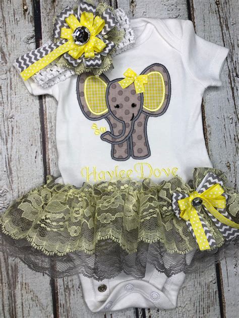 Baby Girl Clothes Elephant Monogrammed Bodysuit Appliqued | Etsy