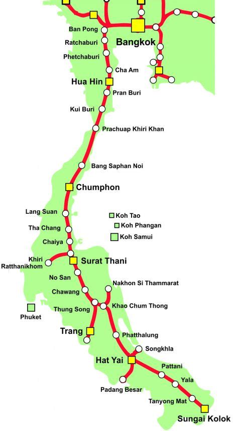 Map of Thailand's Southern Train Line | Thailand Trains