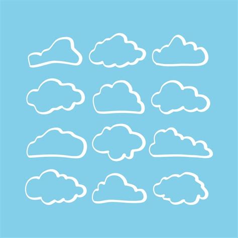 Premium Vector | Cloud set isolated on blue background