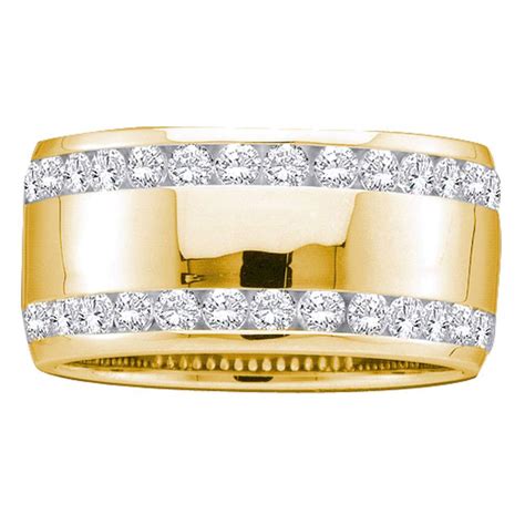 14kt Yellow Gold Womens Round Diamond Double Row Eternity Wedding Band 1 Cttw – Jewelry Express