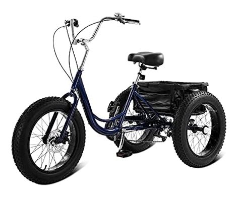 SUCXDZQ 20-Inch Adult Tricycle, 7 Speed Fat Tire 3 Wheel Bikes with Rear Tarpaulin Shopping ...