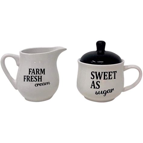 2PC Sugar Creamer Set Modern Farmhouse White & Black Table Kitchen ...