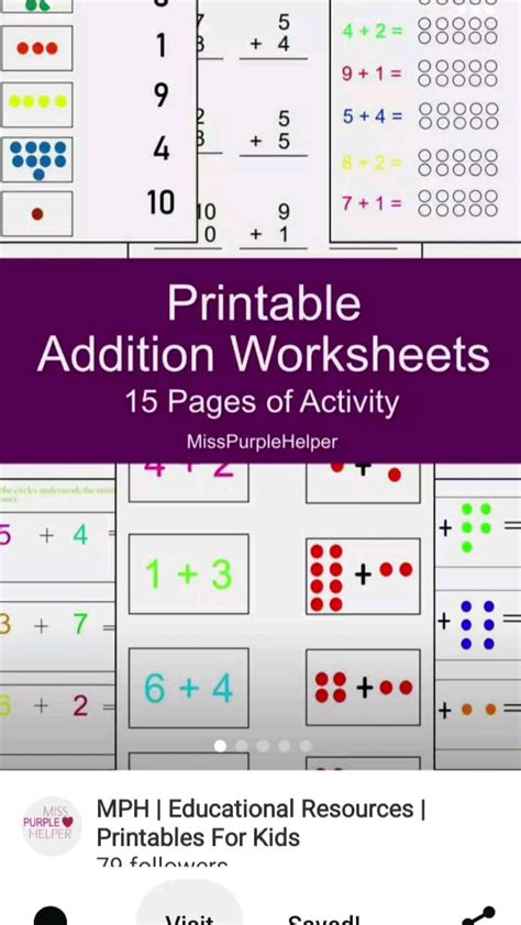 Printable addition math worksheets etsy – Artofit