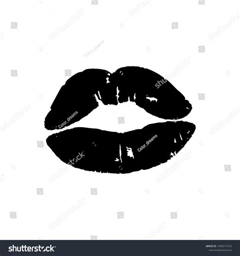 Black Lips Girl Silhouette Isolated On Stock Vector (Royalty Free ...