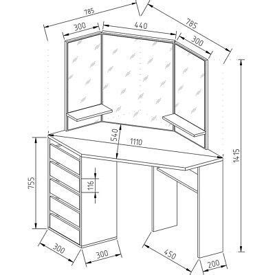 Oskar 1VE022422 Vanity Corner Table with Mirror - White for sale online | eBay | Corner dressing ...