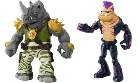 Figuras con los diseños de Bebop y Rocksteady en la serie animada Teenage Mutant Ninja Turtles ...