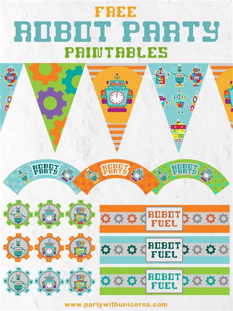 Robot Party Decorations - Free Printables - Party with Unicorns