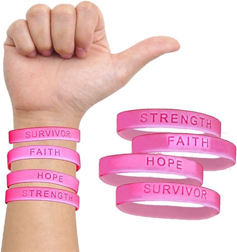 Amazon.com: 72 Pack Inspirational Breast Cancer Awareness Pink Wristband with Motivational ...