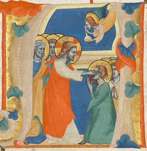 Initial A: Christ Wiping Away the Tears of the Saints (Getty Museum)