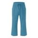 Meichang Solid Capris Pants for Women Plus Size Cotton Linen Pants Tie ...