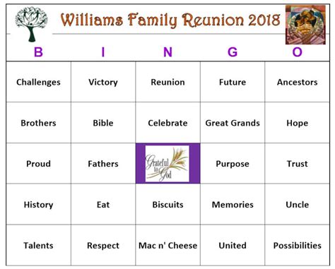 African American Family Reunion Bingo Game 30 Cards Reunion Family ...