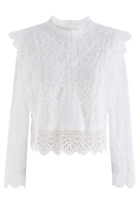 Your Sassy Start Long Sleeve Crochet Lace Top in White - Retro, Indie ...