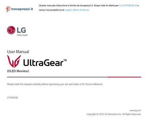 LG ULTRAGEAR 27GR95QE-B USER MANUAL Pdf Download | ManualsLib