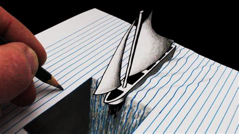 How to Draw a Boat: Optical Illusion: Hole in Line Paper - YouTube