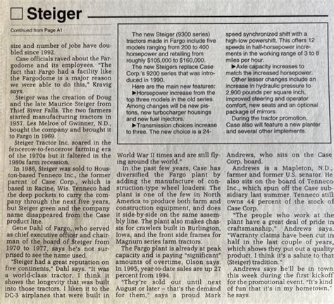 News Articles and Clippings | Steiger Heritage Club