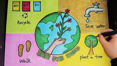 Environment Day Poster Ideas | Save Earth Day Poster Drawing - YouTube