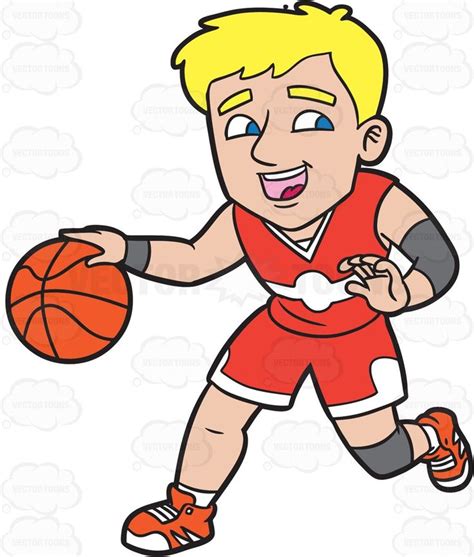 A Happy Male Basketball Player Dribbling A Ball • Vector Graphics • VectorToons.com | Basketball ...